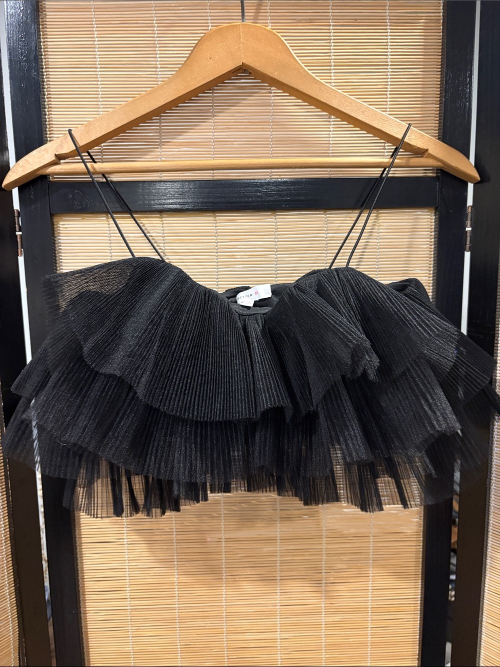 Better Be Black Layered Tulle crop top